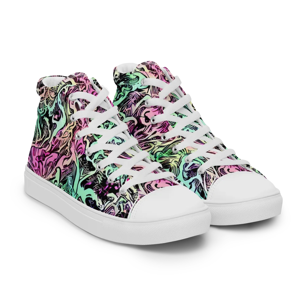 Pastel Voltage on Men's High Top Canvas Shoes — Right Front