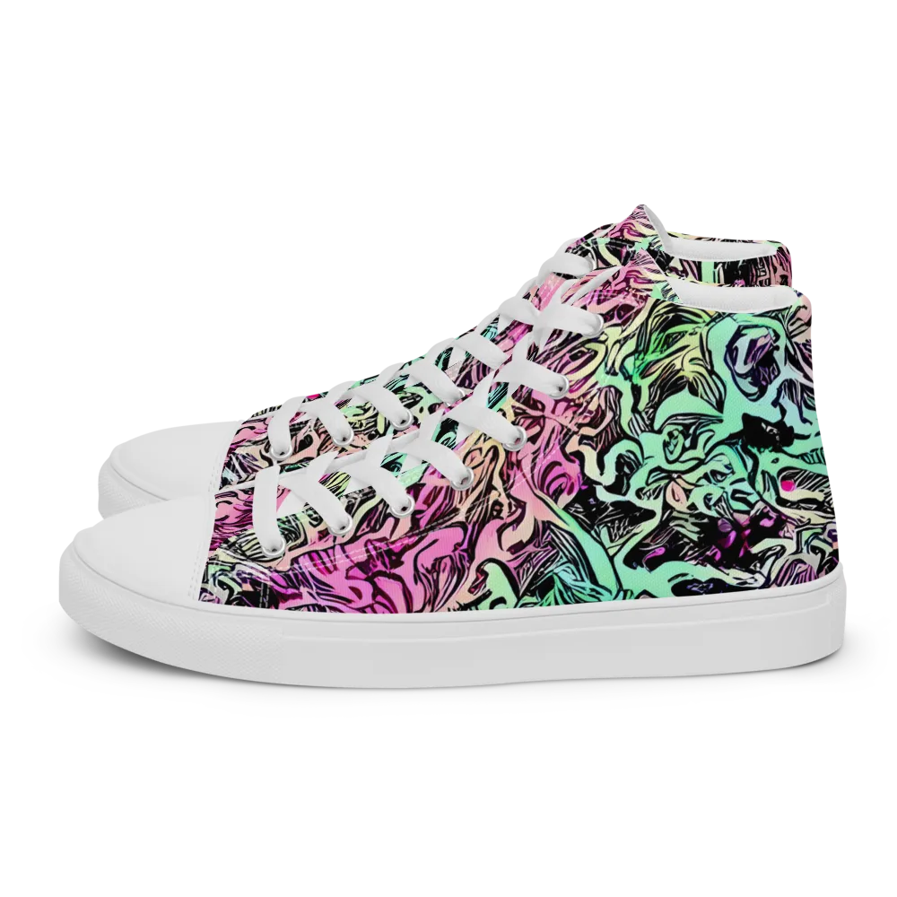 Pastel Voltage on Men's High Top Canvas Shoes — Left