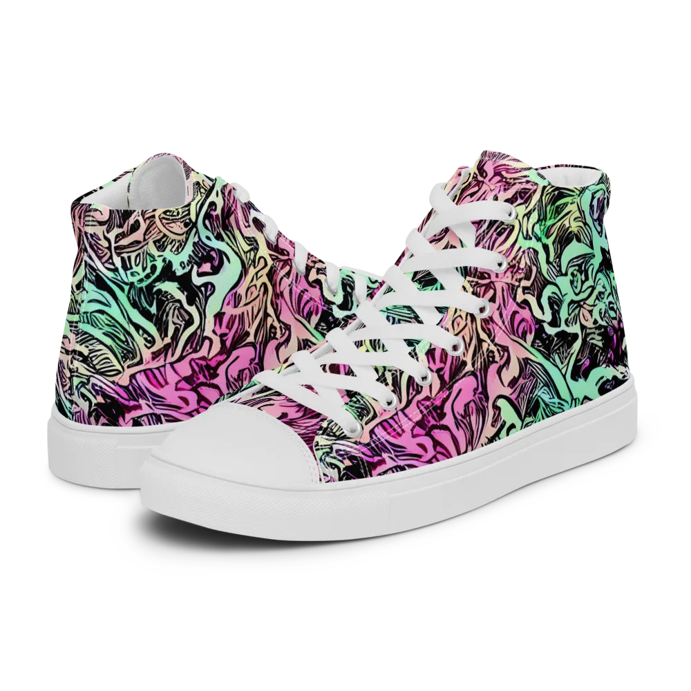 Pastel Voltage on Men's High Top Canvas Shoes — Left