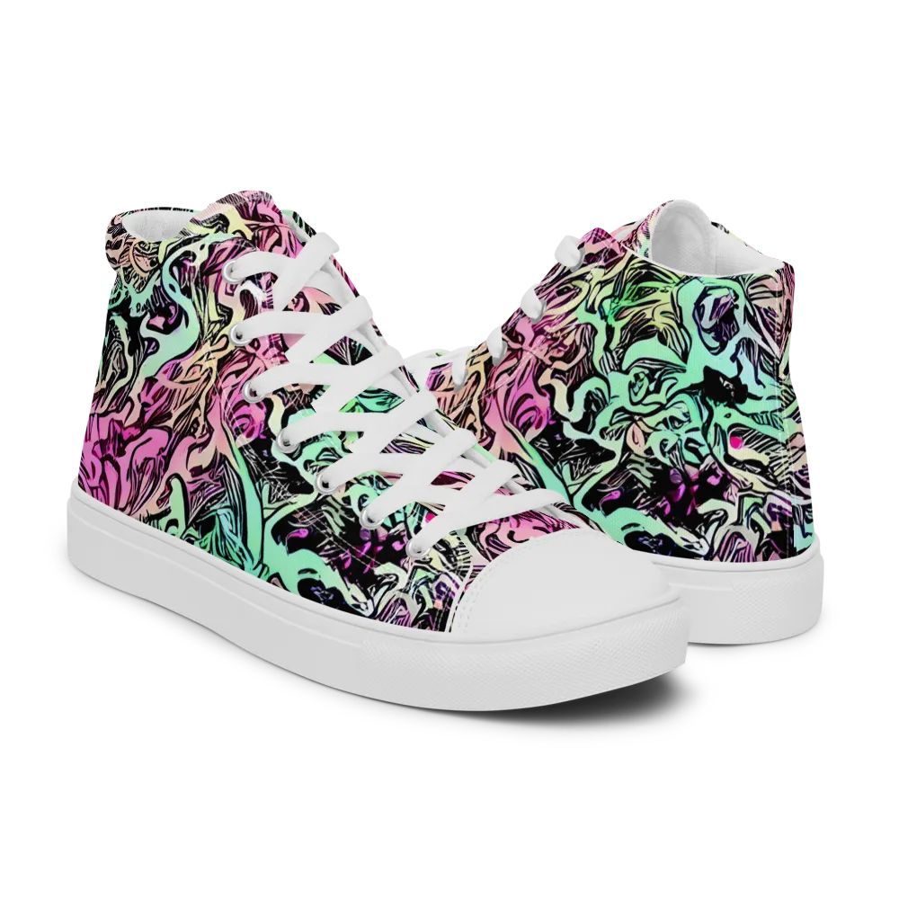 Pastel Voltage on Men's High Top Canvas Shoes — Right