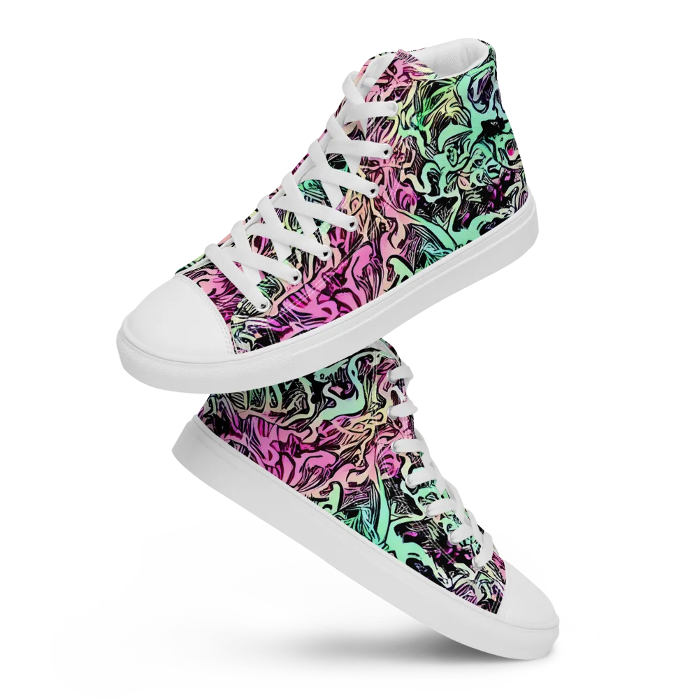 Pastel Voltage on Men's High Top Canvas Shoes — Front