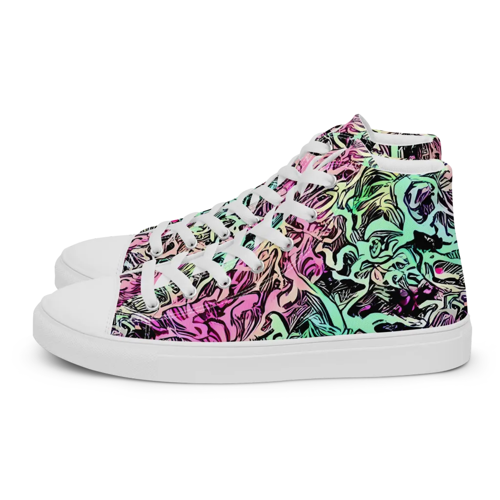 Pastel Voltage on Women's High Top Canvas Shoes — Left