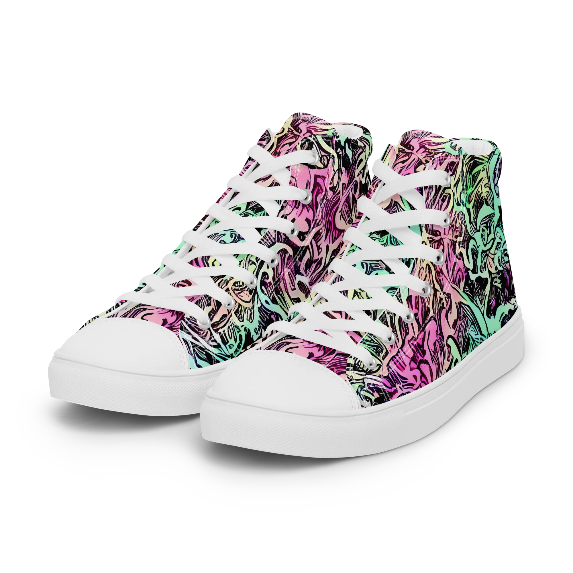Pastel Voltage on Women's High Top Canvas Shoes — Left Front