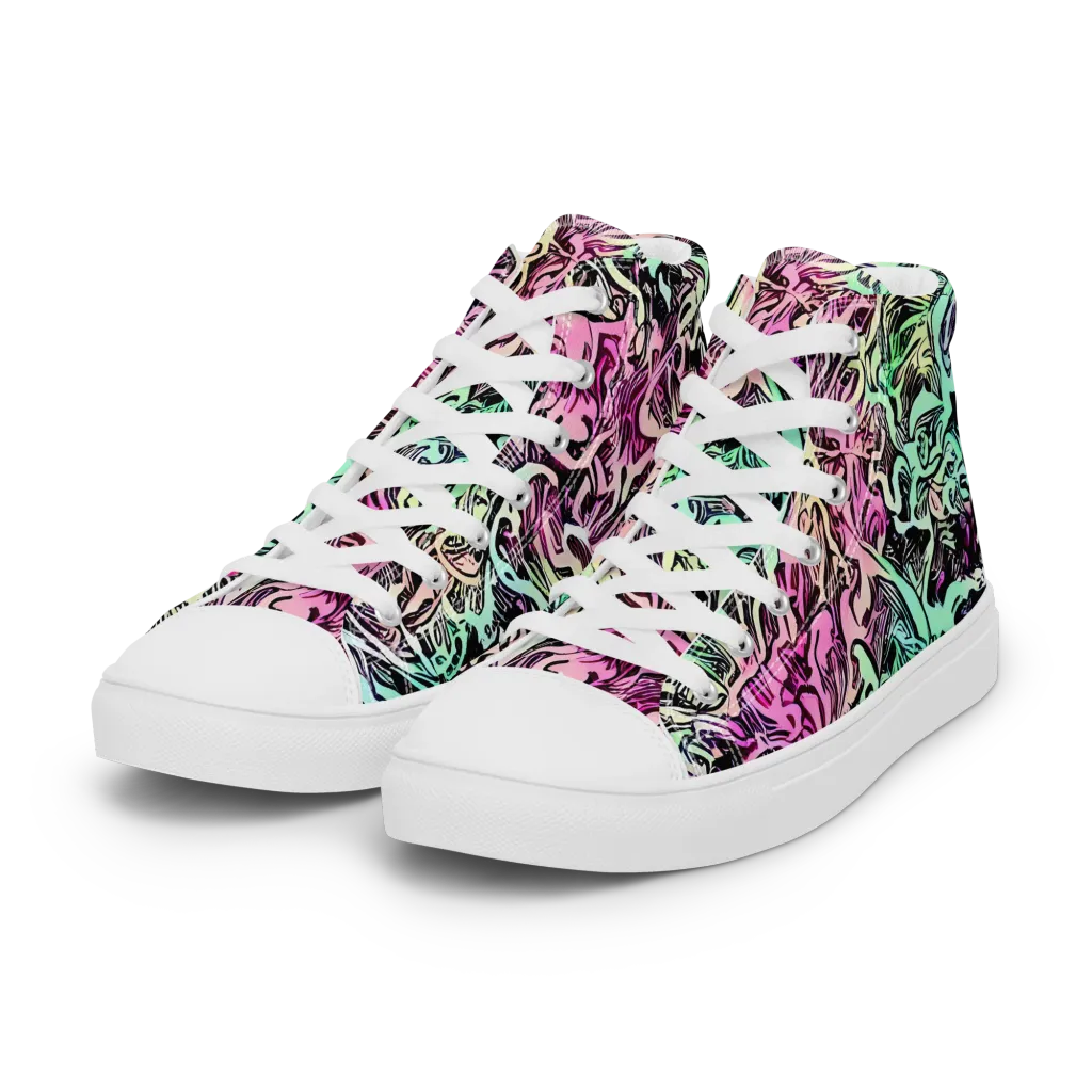 Pastel Voltage on Women's High Top Canvas Shoes — Left Front
