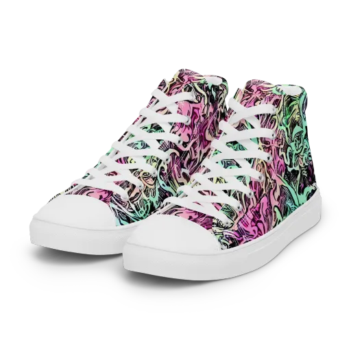 Pastel Voltage on a Women's High Top Canvas Shoes