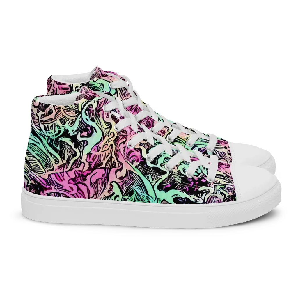 Pastel Voltage on Women's High Top Canvas Shoes — Right
