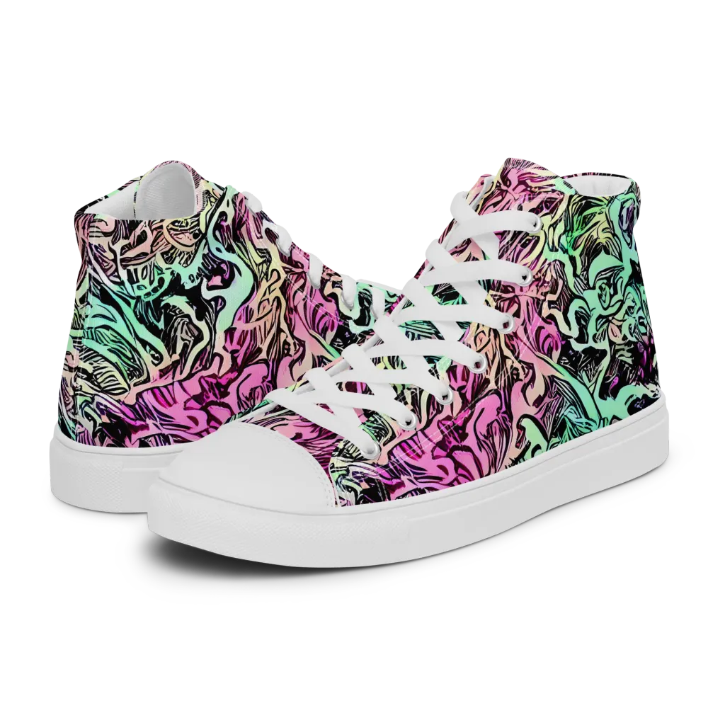 Pastel Voltage on Women's High Top Canvas Shoes — Left