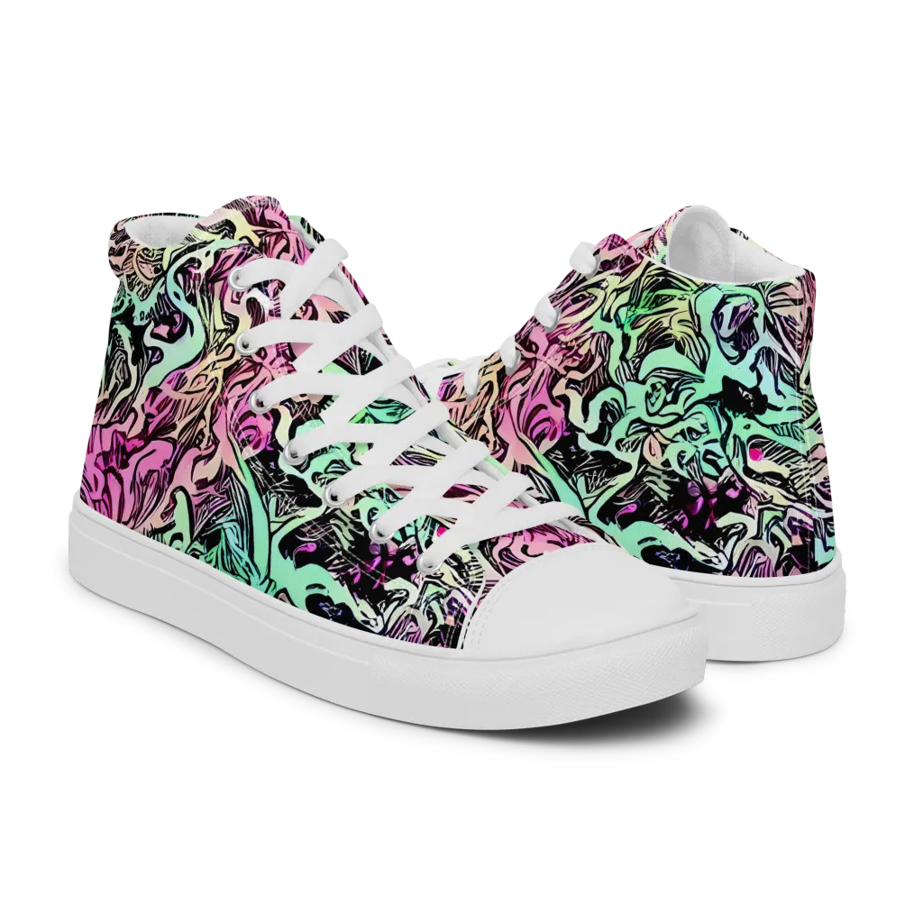 Pastel Voltage on Women's High Top Canvas Shoes — Right
