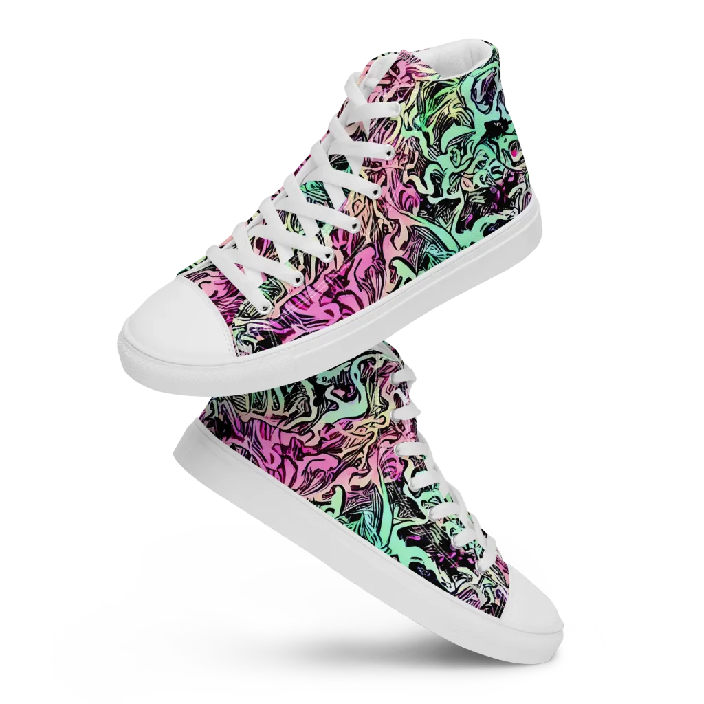 Pastel Voltage on Women's High Top Canvas Shoes — Front