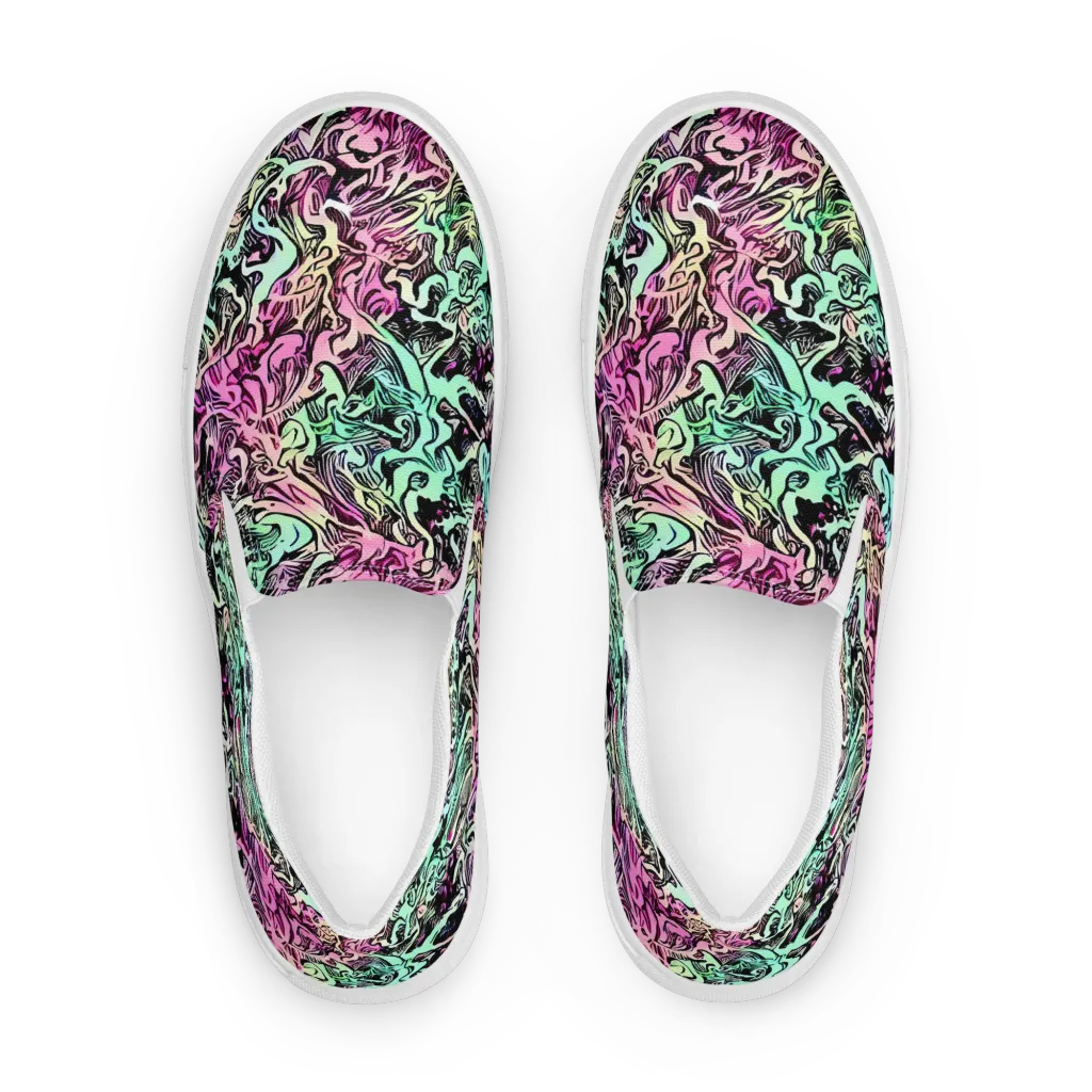 Pastel Voltage on Men's Slip-On Canvas Shoes — Front