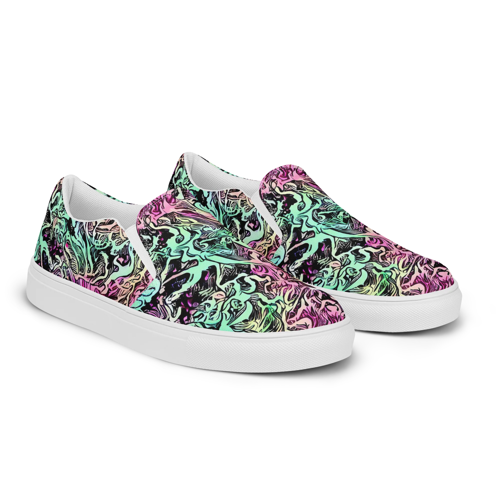 Pastel Voltage on Men's Slip-On Canvas Shoes — Right Front