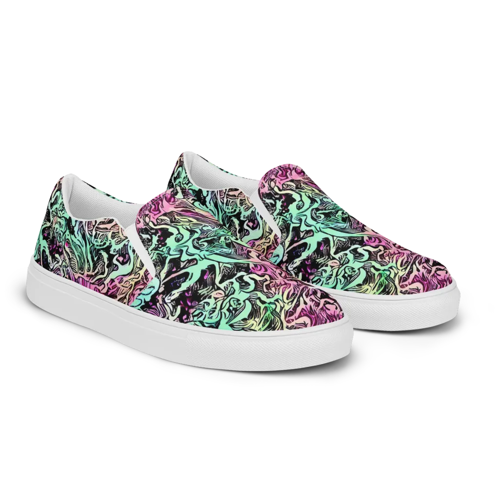 Pastel Voltage on Men's Slip-On Canvas Shoes — Right Front