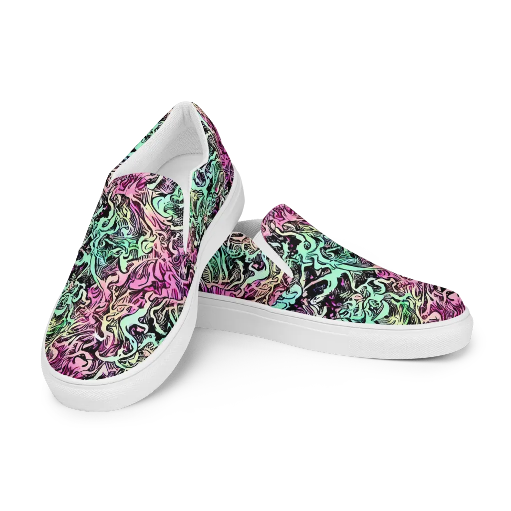 Pastel Voltage on Men's Slip-On Canvas Shoes — Left Front