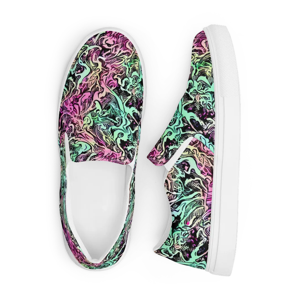 Pastel Voltage on Men's Slip-On Canvas Shoes — Front