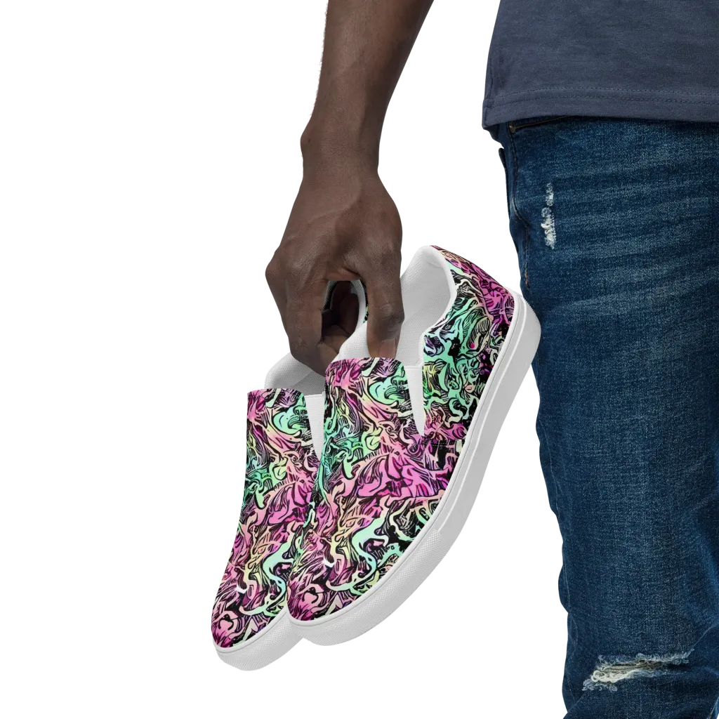 Pastel Voltage on Men's Slip-On Canvas Shoes — Left Front