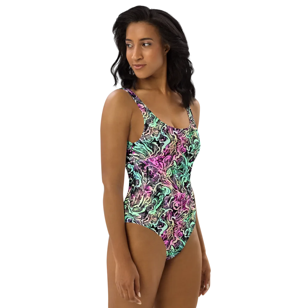 Pastel Voltage on One-Piece Swimsuit — Right