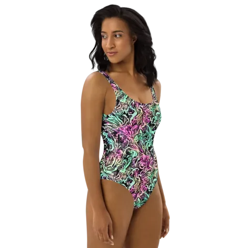 Pastel Voltage on a One-Piece Swimsuit