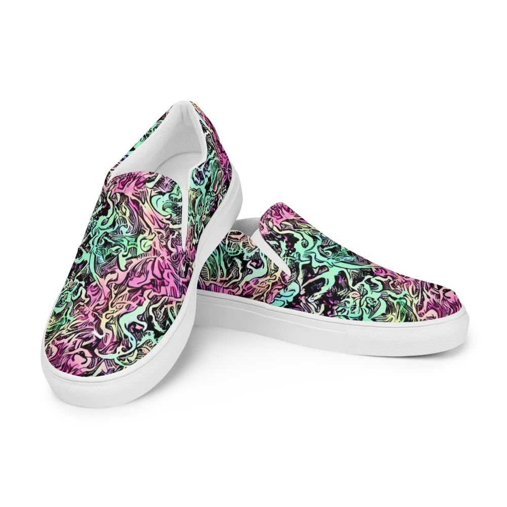 Pastel Voltage on Women's Slip-On Canvas Shoes — Left Front