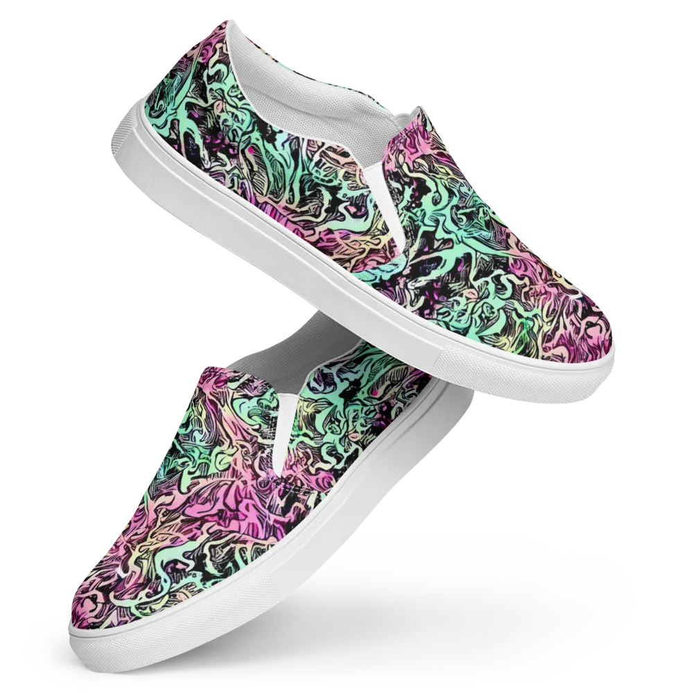 Pastel Voltage on Women's Slip-On Canvas Shoes — Front