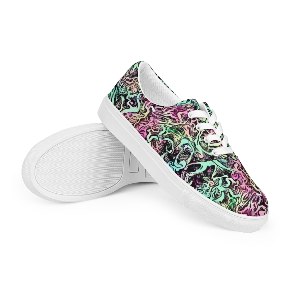 Pastel Voltage on Men's Lace-Up Canvas Shoes — Right Front