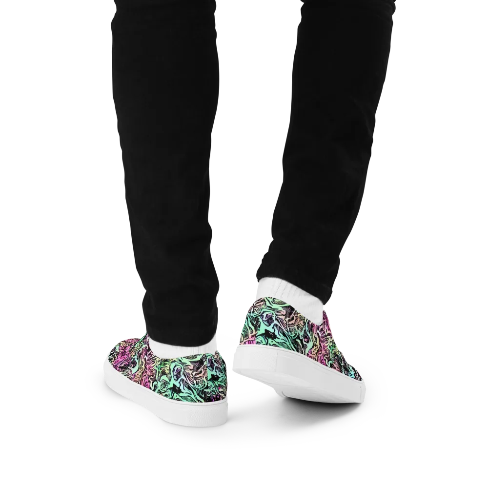 Pastel Voltage on Men's Lace-Up Canvas Shoes — Back
