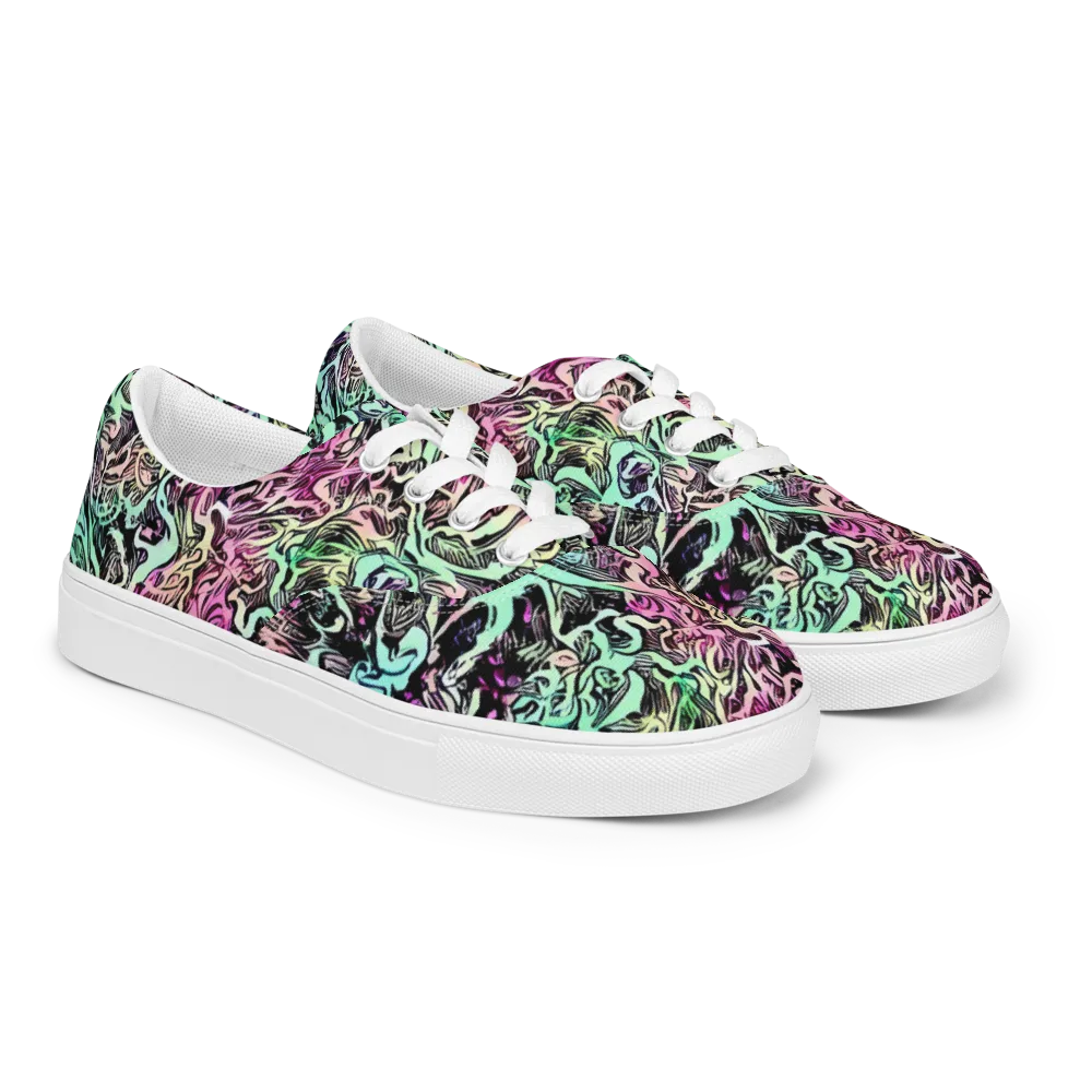 Pastel Voltage on Men's Lace-Up Canvas Shoes — Right Front
