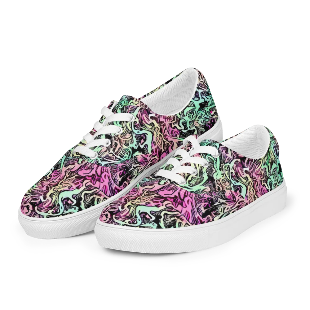 Pastel Voltage on Men's Lace-Up Canvas Shoes — Left Front
