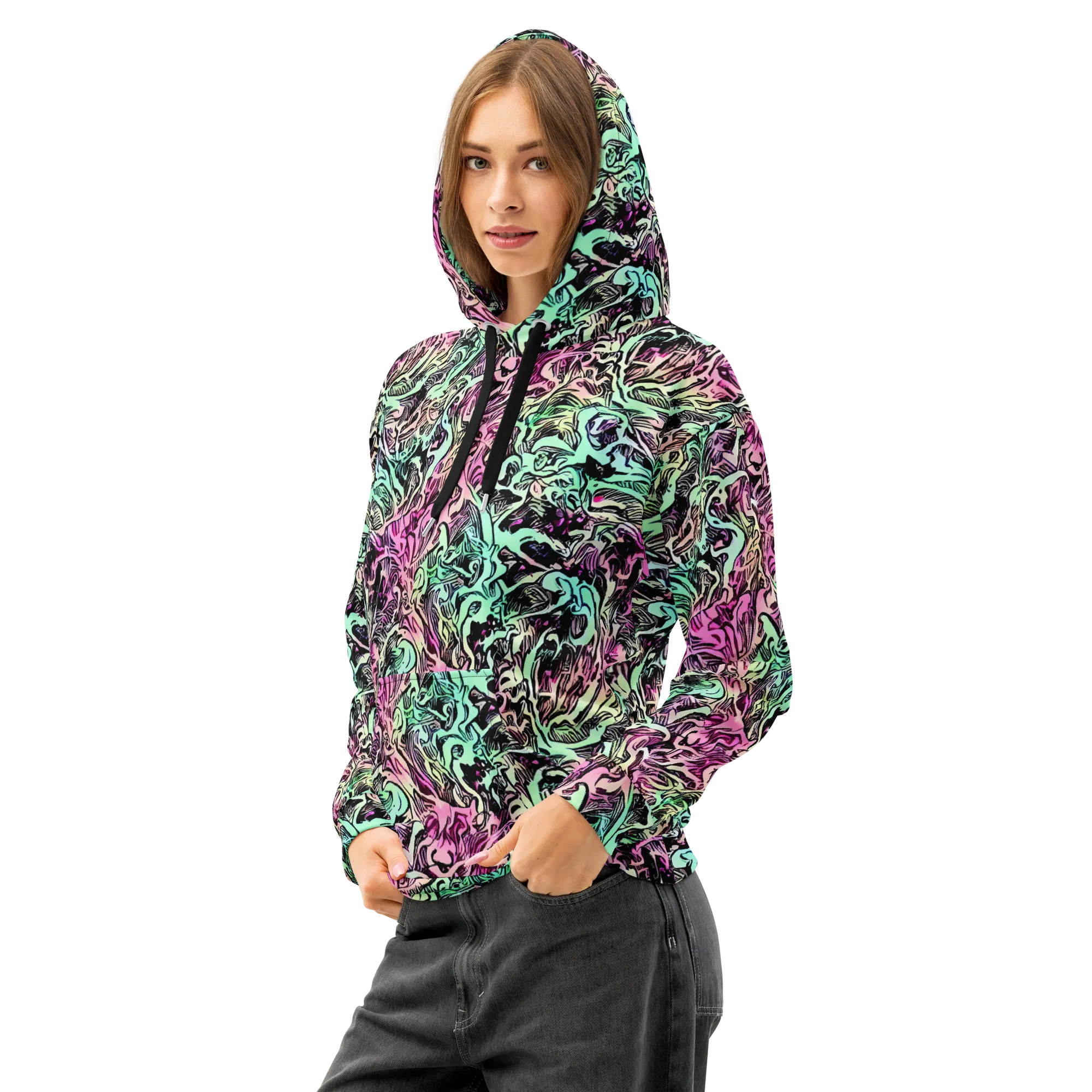 Pastel Voltage on Cotton Hoodie — Left Front