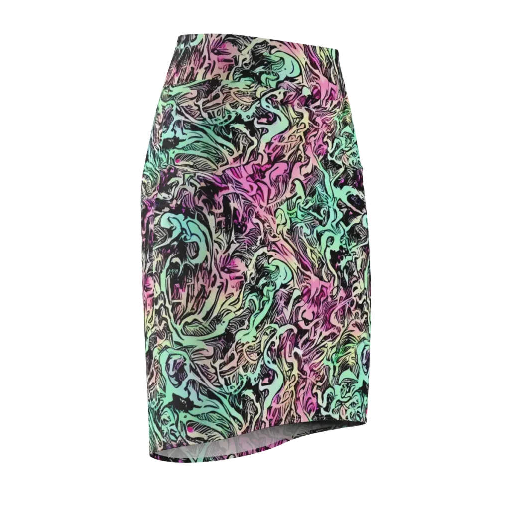 Pastel Voltage on Pencil Skirt — Front Side
