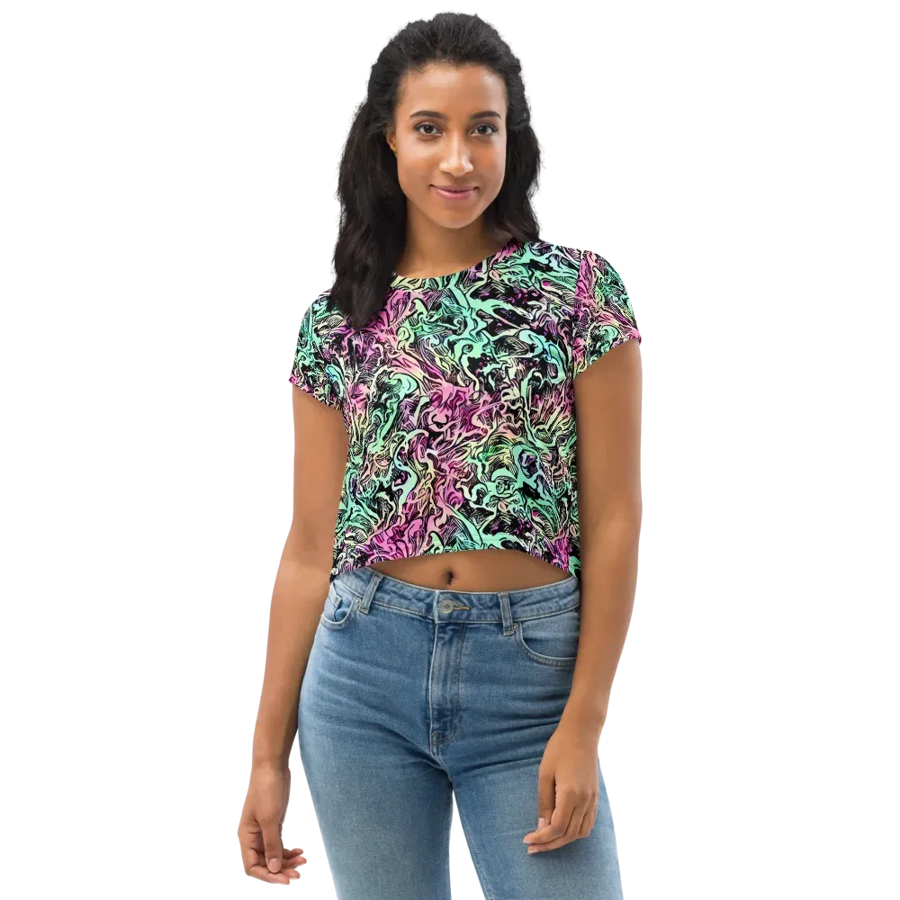 Pastel Voltage on Crop Tee — Front