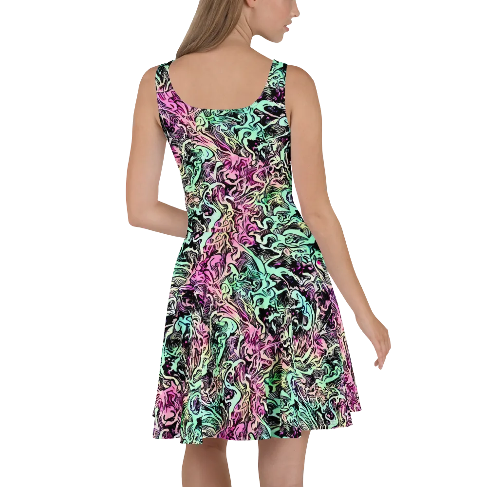Pastel Voltage on Skater Dress — Back