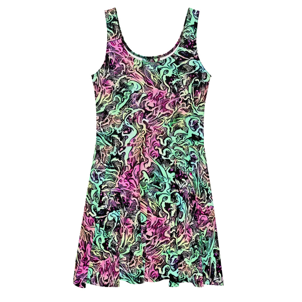 Pastel Voltage on Skater Dress — Front