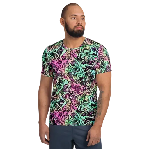 Pastel Voltage on a Men's Athletic T-Shirt