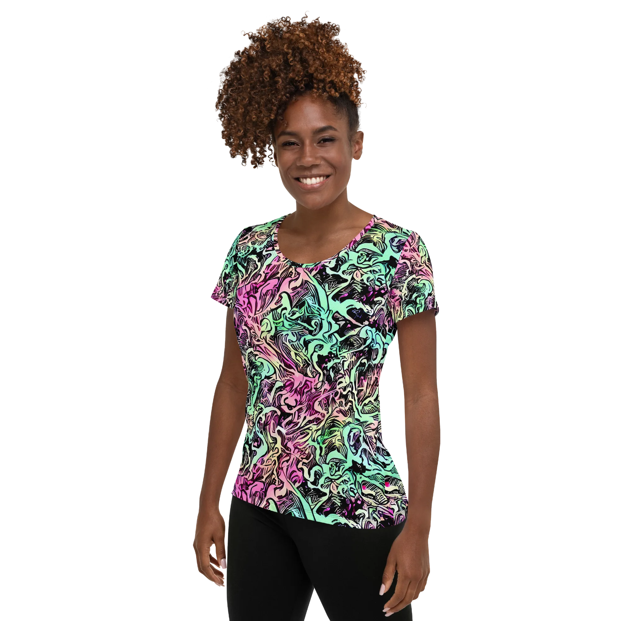 Pastel Voltage on Women's Athletic T-Shirt — Left