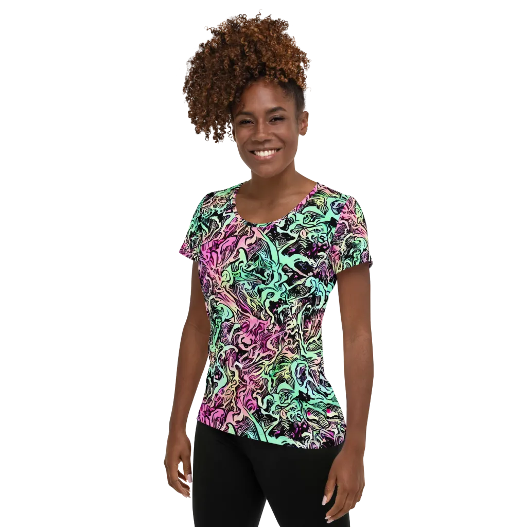 Pastel Voltage on Women's Athletic T-Shirt — Left