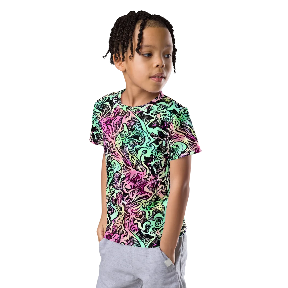Pastel Voltage on Kids Crew Neck T-Shirt — Left Front