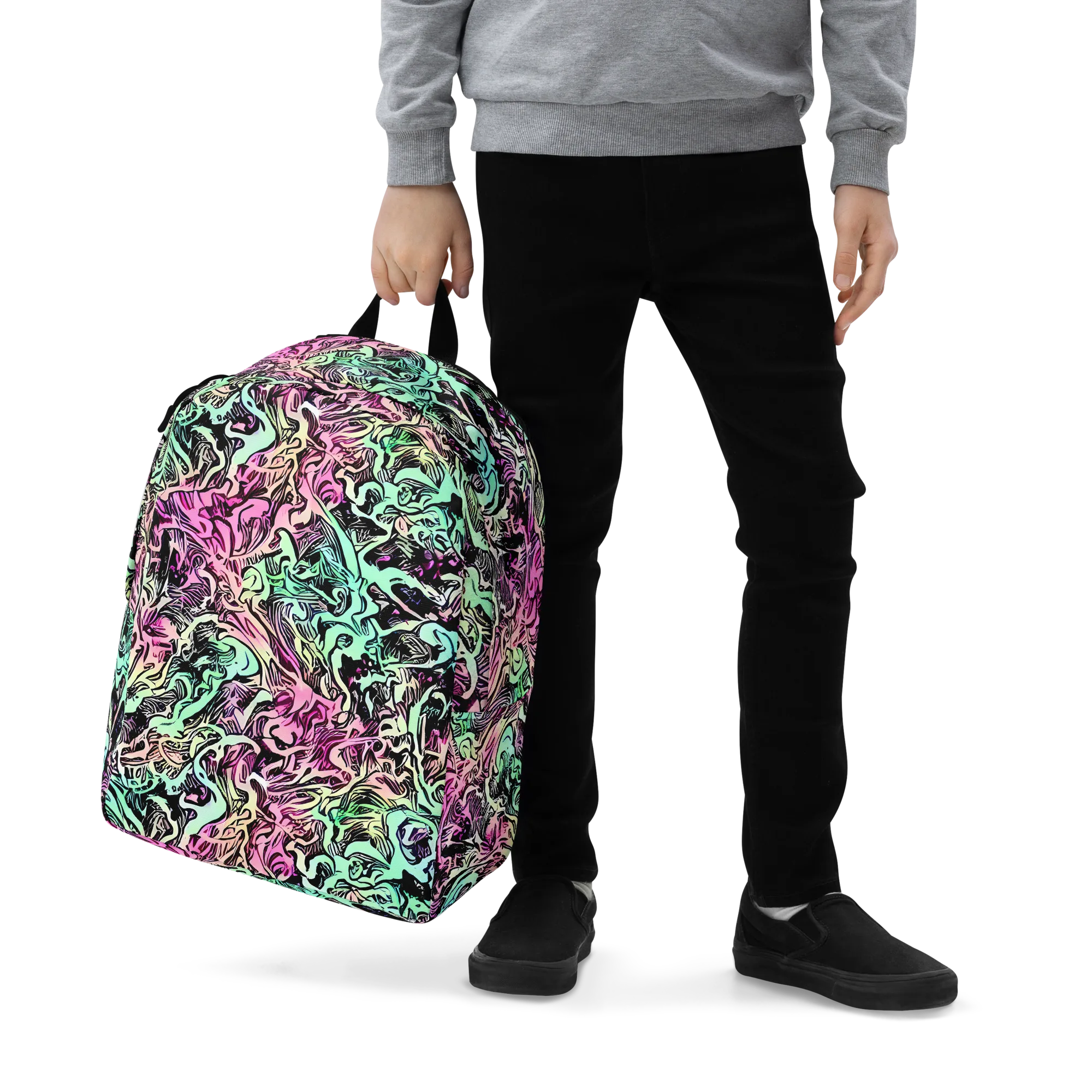Pastel Voltage on Minimalist Backpack — Zoomed-in