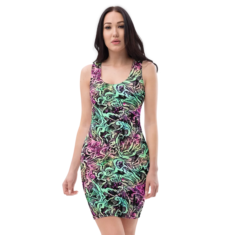 Pastel Voltage on Bodycon Dress — Front