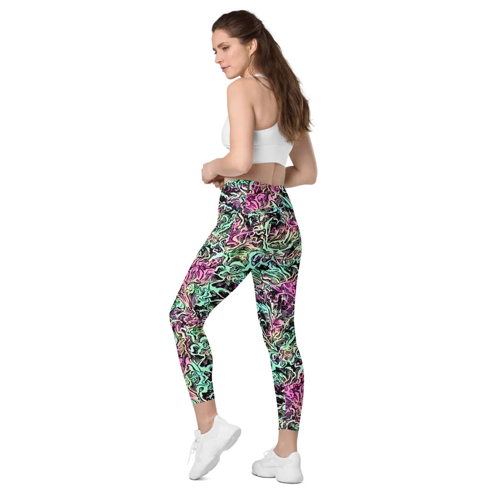 Pastel Voltage on Leggings with Pockets — Left Back