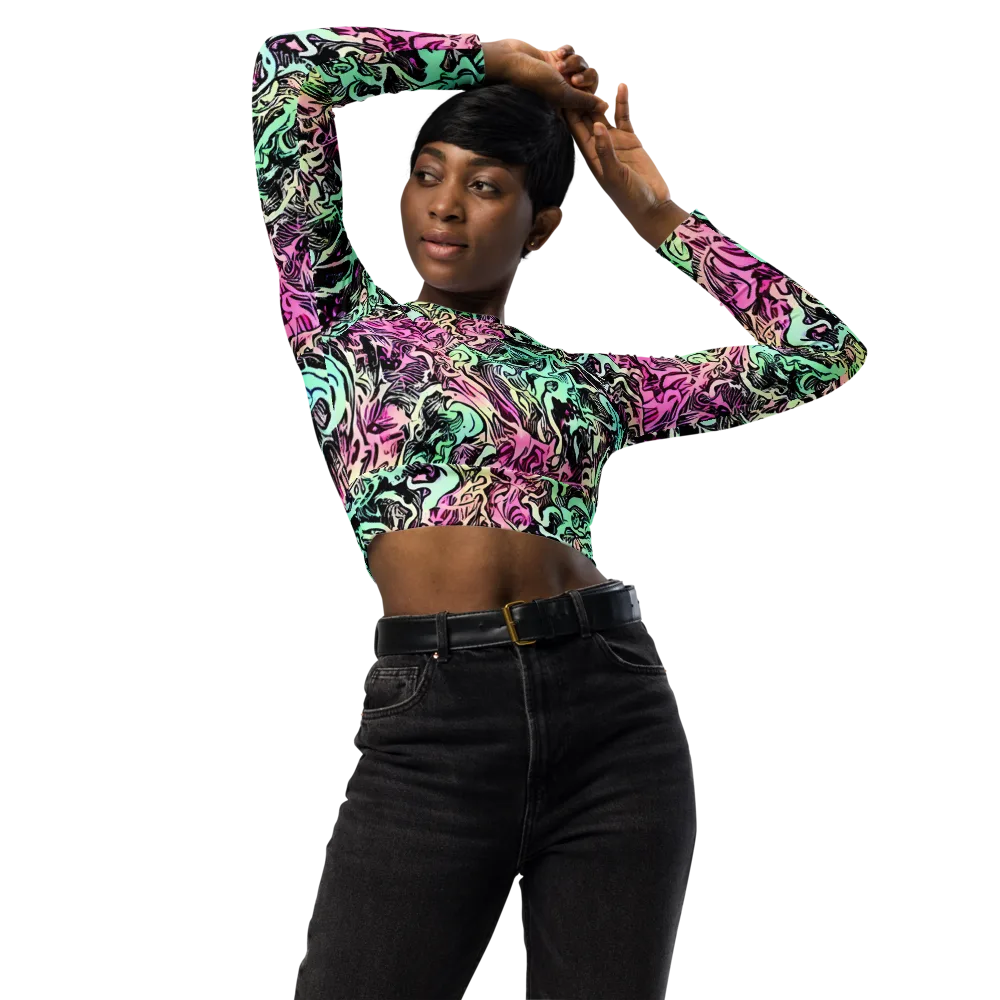 Pastel Voltage on Long Sleeve Crop Top — Front