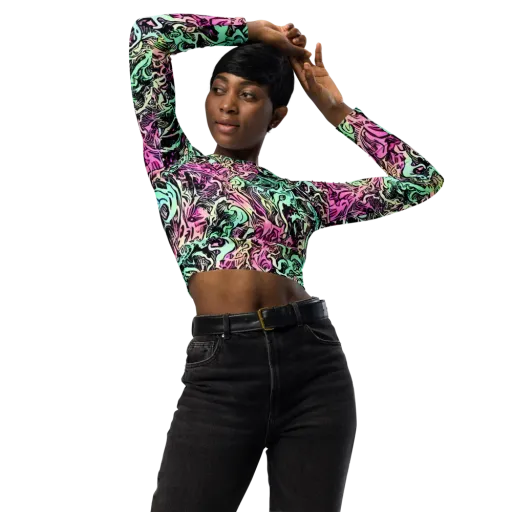 Pastel Voltage on a Long Sleeve Crop Top