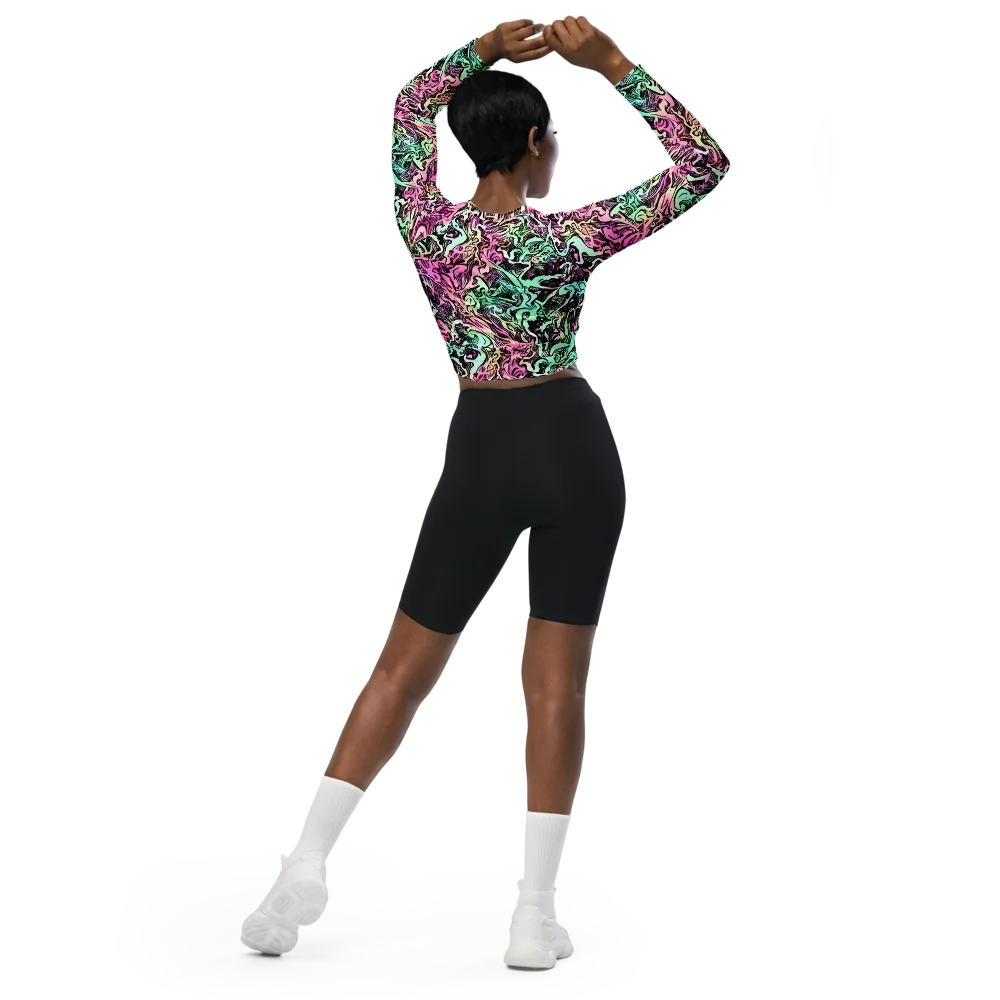 Pastel Voltage on Long Sleeve Crop Top — Back