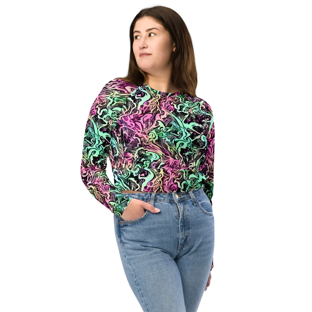 Pastel Voltage on Long Sleeve Crop Top — Front
