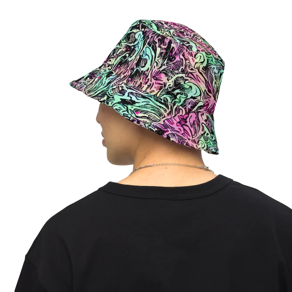 Pastel Voltage on Reversible Bucket Hat — Back Inside