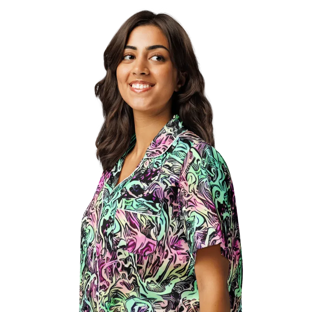 Pastel Voltage on Women's Short Sleeve Pajama Top — Left Front