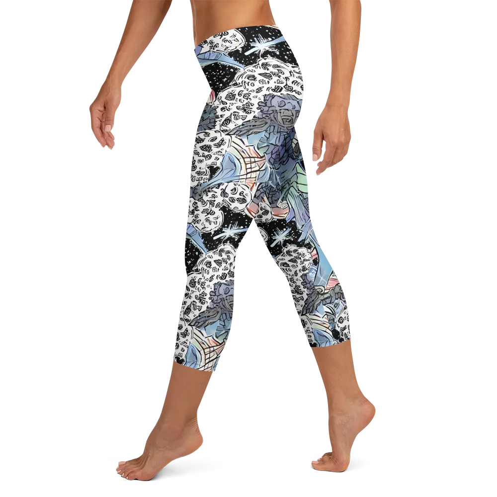 Icy Collage on Capri Leggings — Left