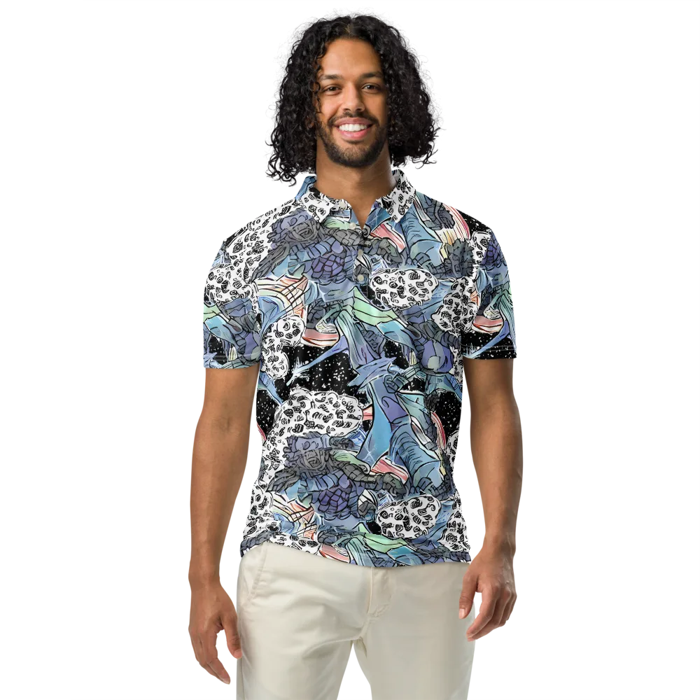 Icy Collage on Men's Slim Fit Polo Shirt — Front