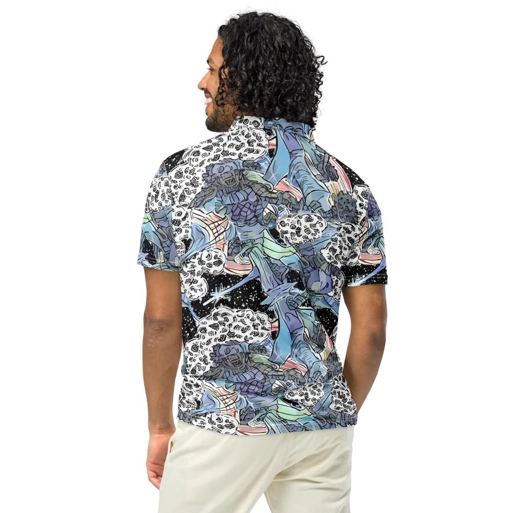 Icy Collage on Men's Slim Fit Polo Shirt — Back
