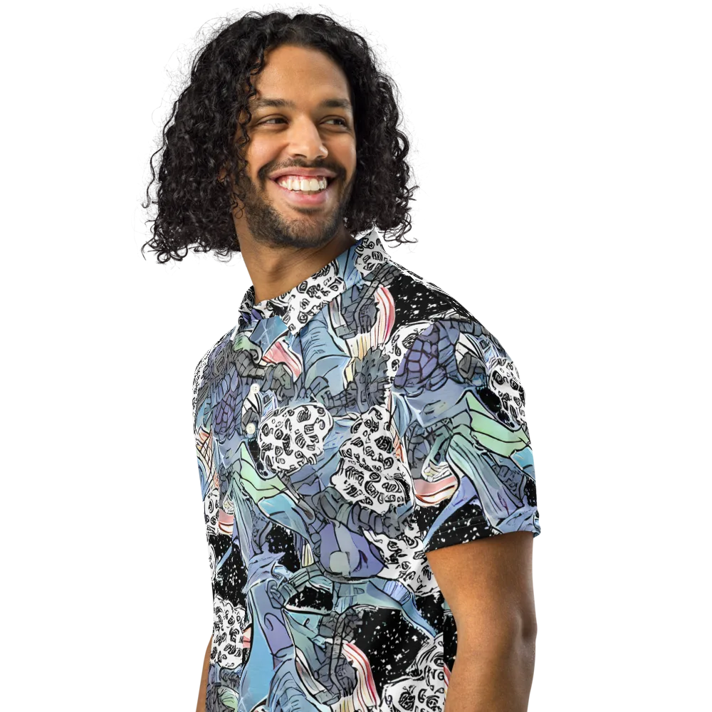 Icy Collage on Men's Slim Fit Polo Shirt — Left Front
