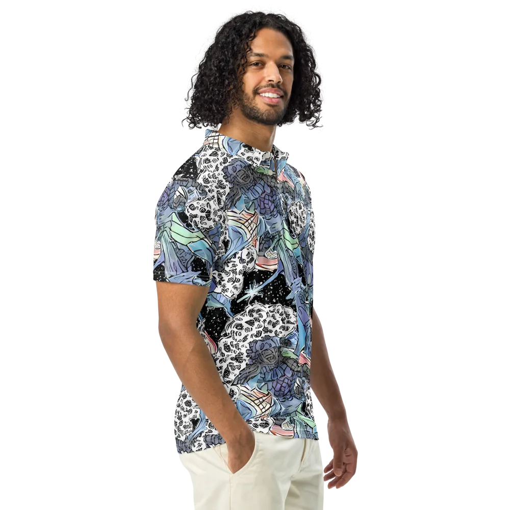 Icy Collage on Men's Slim Fit Polo Shirt — Right Front